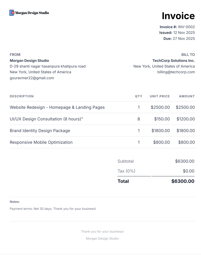 Default invoice template